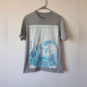 Popular Demand Graphic Tee Gray Blue Streetwear Grunge Skater Punk 90s Y2K M